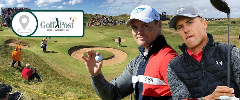 Während Martin Kaymer (l.) zum Auftakt der British Open Achterbahn fährt, spielt sich Jordan Spieth an die Spitze.