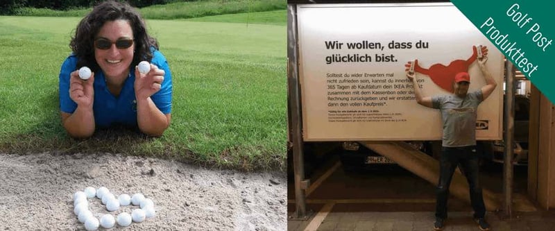 Nur zwei der zehn Golf Post Golfball Produkttester, die sich mit dem TaylorMade TP5 und TP5x zufrieden ablichten ließen. (Foto: Nicole Fuchs/Christian Lübcke)