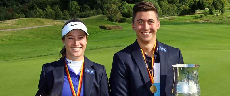 Die neuen Deutsche Meister: Laura Fünfstück (GC Neuhof) und Marc Hammer (GC Mannheim-Viernheim) (Foto: DGV/stebl)