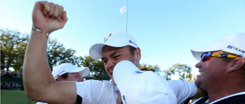 Martin Kaymer mit dem Gewinnerjubel, nach seinem legendären Putt beim Ryder Cup 2012. (Foto: Getty)