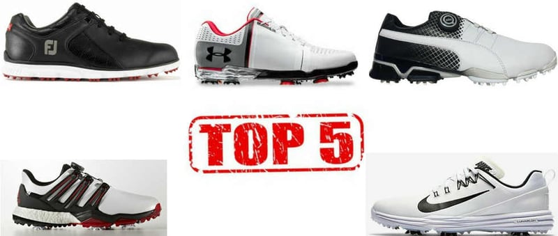 Unsere Top 5 Golfschuhe der Saison 2017. (Foto: Adidas, FootJoy, Under Armour, Puma und Nike)