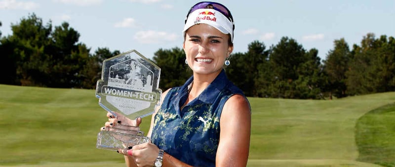 Lexi Thompson ist die strahlende Siegerin bei der Indy Women in Tech Championship. (Foto: Getty)