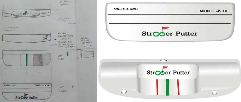 Der Straighter Putter LK-18 von der ersten Skizze bis zum fertigen Prototypen. (Foto: Straighter Putter)