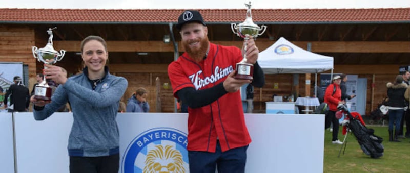 bayerische Long drive Championship Theresa Reil (249 Meter) und Martin Borkmeier (324 Meter) sind Bayerische Meister. (Foto: Münchener GC)