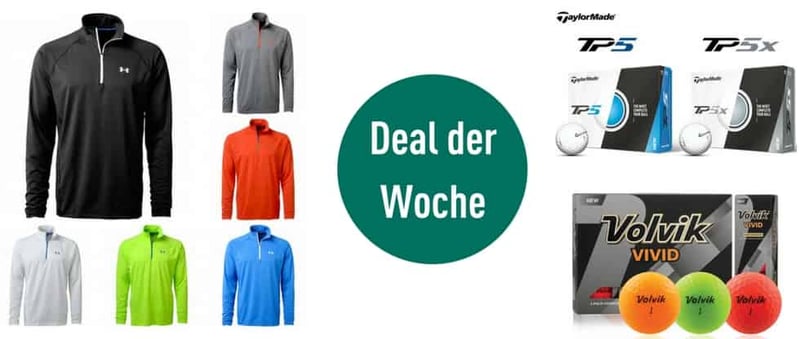 Sichern Sie sich im Deal der Woche Golfkleidung für kalte Tage und neue Golfbälle. (Foto: Under Armour/Volvik/TaylorMade)