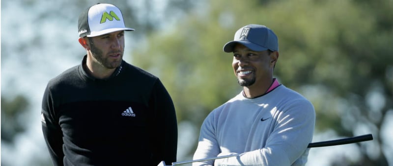 Dustin Johnson und Tiger Woods spielten gemeinsam mit Donald Trump und Brad Faxon. (Foto: Getty)