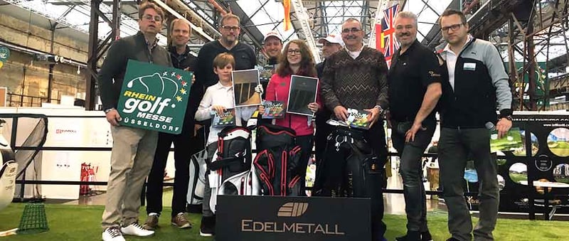 Die Finalteilnehmer der 1. Chip In Meisterschaft auf der Rheingolf Messe in Düsseldorf. (Foto: Golf Post)