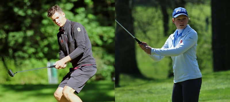 Lukas Buller vom Frankfurter Golf Club und die amtierende Deutsche Meisterin Paula Kirner sind bei den DLM mit von der Partie. (Fotos: DGV/stebl)