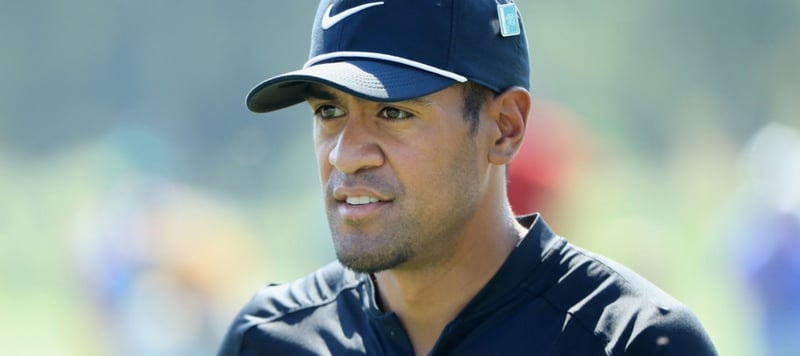 Tony Finau verletzte sich beim US Masters 2018 nachdem er beim Jubel über ein Hole-in-One umknickte.(Foto: twitter.com/MansfieldNJ)