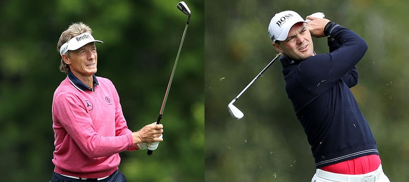 Bernhard Langer (l) und Martin Kaymer beim US Masters 2018 im Augusta National GC. (Foto: Getty)