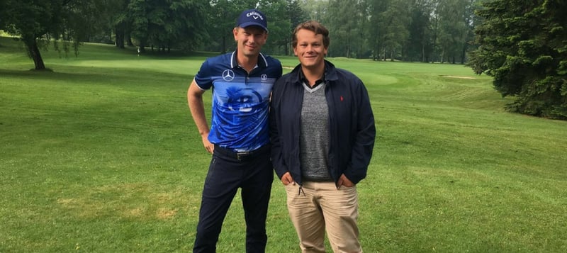 Golf Post Redakteur Robin Bulitz (re.) traf sich mit dem deutschen European-Tour-Profi Marcel Siem zum Interview im Düsseldorfer GC. (Foto: Golf Post)