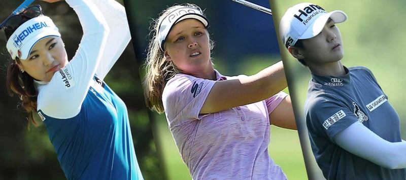 Die drei Führenden nach Runde 2 der KPMG Women's PGA Championship auf der LPGA Tour: So Yeon Ryu, Brooke M. Henderson und Sung Hyun Park. (Foto: Twitter/@LPGA)