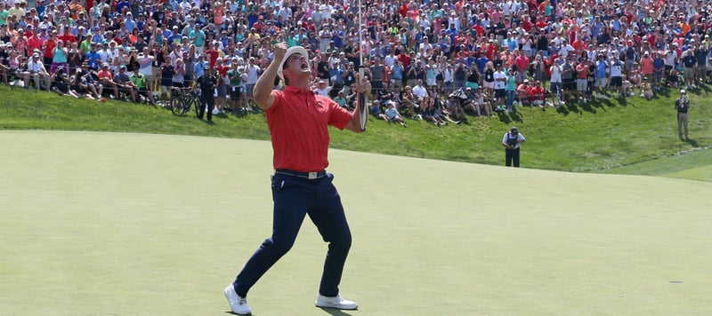 Bryson DeChambeau siegt mit großem Jubel im Stechen des Memorial Tournaments in Dublin, Ohio. (Foto: Getty)