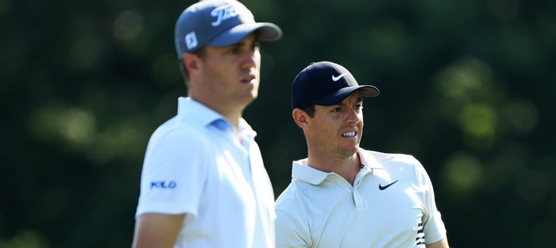 Justin Thomas und Rory McIlroy beim World Golf Championship Bridgestone Invitational 2018. (Foto: Getty)