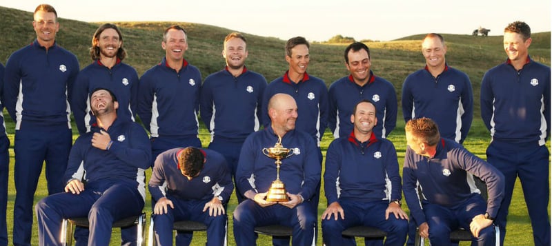 Die Outfits der Teams beim Ryder Cup 2018 in Paris. (Foto: Twitter.com/@RyderCupEurope)