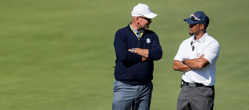 Tiger Wods (re.) und Thomas Björn beim Ryder Cup 2016. (Foto: Getty)