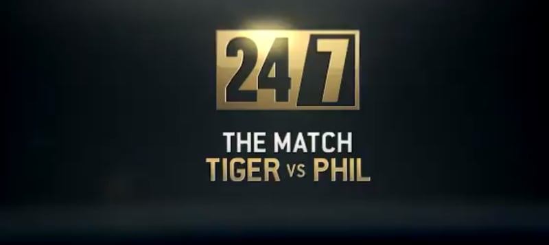 HBO präsentiert ein Special zum Showmatch zwischen Tiger Woods und Phil Mickelson. (Screenshot: Twitter.com/@HBO)