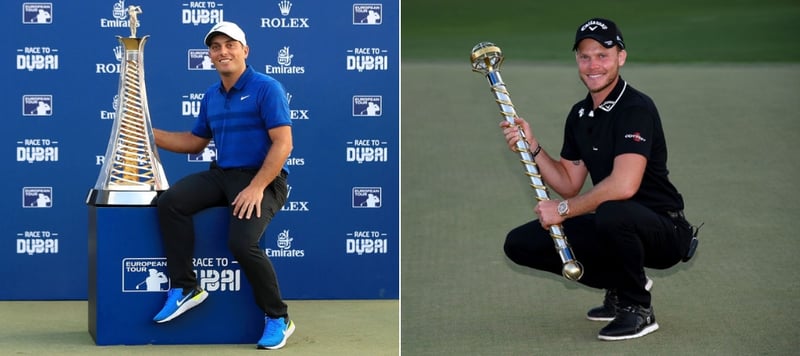 Francesco Molinari (li.) sichert sich das Race to Dubai, während Danny Willett sein Comeback-Sieg in Dubai feiert. (Foto: Getty)