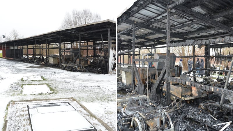 Die Gerätehalle und die überdachten Abschläge sind komplett ausgebrannt. (Foto: CityGolf)