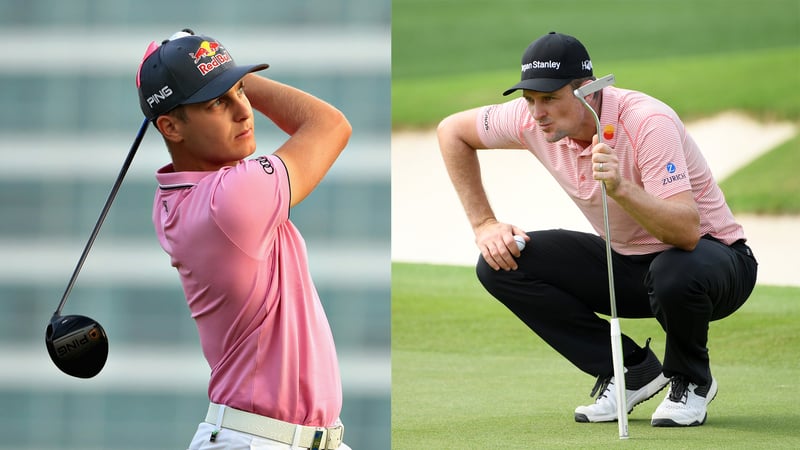 Matthias Schwab (links) und Justin Rose (rechts) beim Saudi International der European Tour. (Foto: Getty)