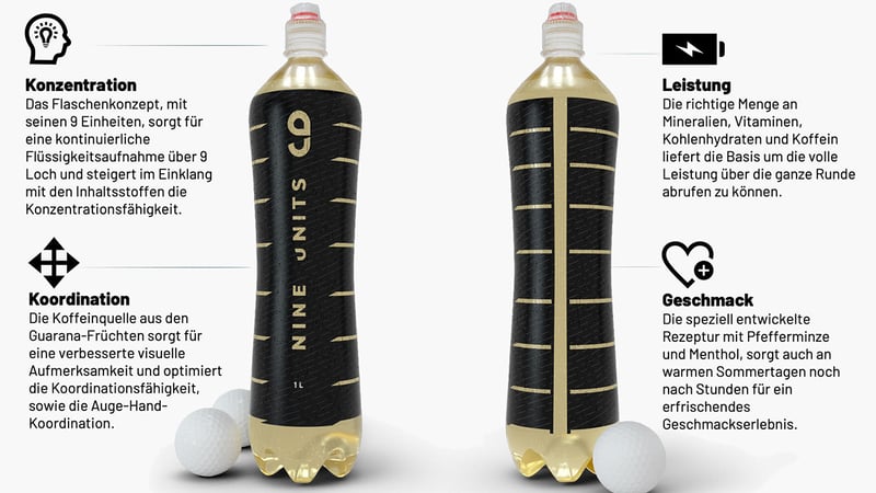 9units ist ein Sportgetränk, das vor allem mit Blick auf Golfer entwickelt wurde. (Foto: 9units)