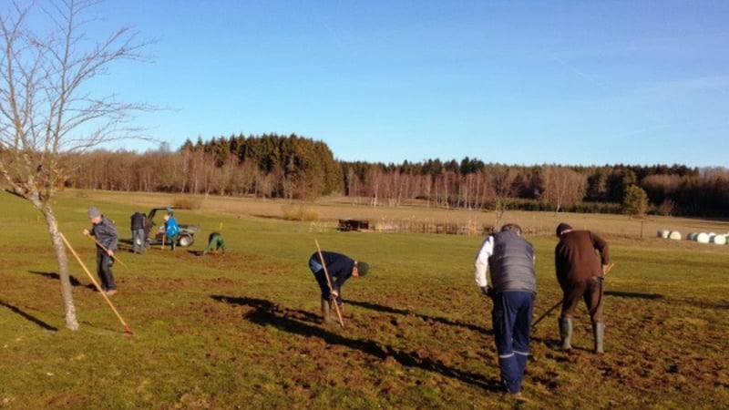 Fleißige Helfer haben im Golfclub Mudau die Wildschweinschäden ausgebessert. (Foto: Golfclub Mudau)