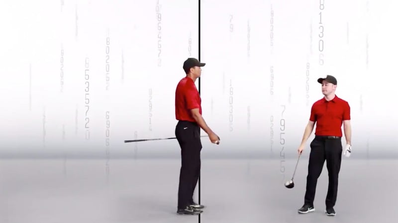 Tiger Woods und Conor Moore im neuen Werbespot. (Foto: Twitter/@TigerWoods)