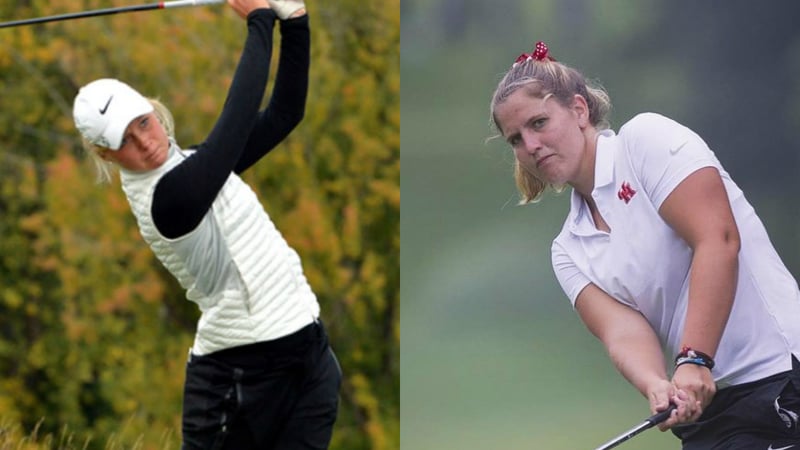 Sophie Hausmann und Leonie Harm bei der Augusta National Women's Amateur Championship. (Fotos: Twitter.com/@IdahoGA und Instagram.com/@leoharm)