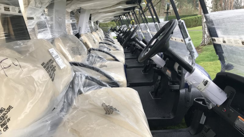 Endlich sind sie da - die neuen Golfcarts des GC Mannheim Viernheim. (Bildquelle: GC Mannheim Viernheim)