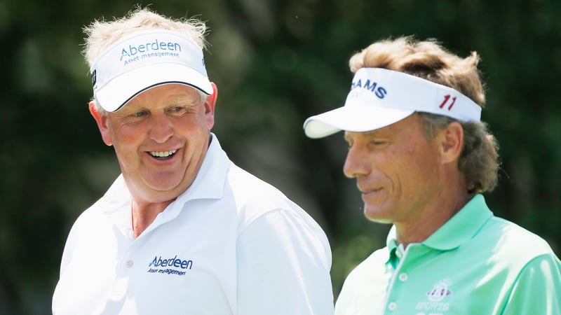 Montgomerie und Langer kennen sich schon lange. Hier sind sie gemeinsam bei der U.S. Senior Open Championship im Jahr 2013 unterwegs. (Foto: Getty)