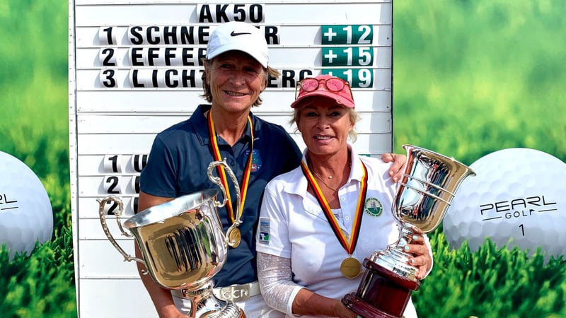 Sicherten sich die beiden Titel bei der Deutschen Meisterschaft der Damen in der Altersklasse 50, Britta Schneider (links im Bild) und in der Altersklasse 65, Chris Utermarck. (Foto: DGV/Langer Sport Marketing)