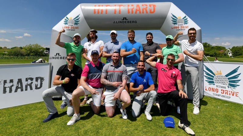 Die Teilnehmer der German Long Drive Championship haben sichtlich Spaß. (Foto: Frank Föhlinger)