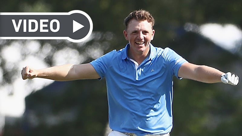 Matt Wallace freut sich über einen gelungenen Schlag bei der PGA Championship 2018. (Foto: Getty)