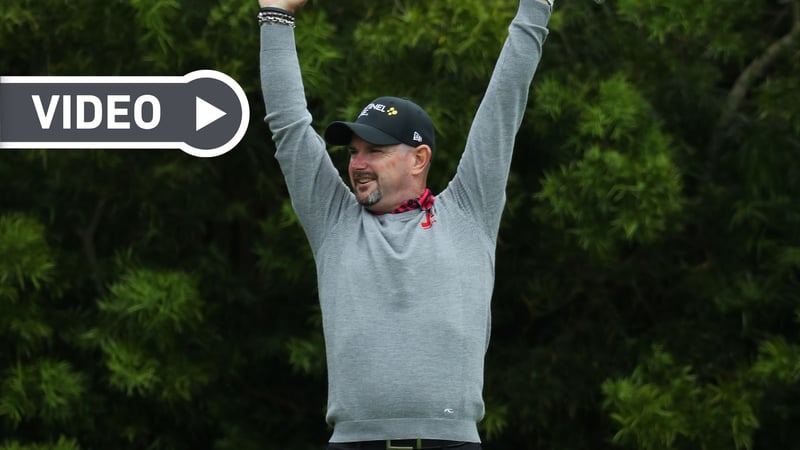 Rory Sabbatini jubelt nach seinem Hole-in-One bei der US Open 2019. (Foto: Getty)