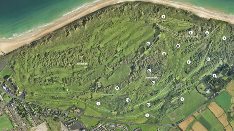 Der Royal Portrush Golf Club von oben. (Bildquelle: Royal Portrush)