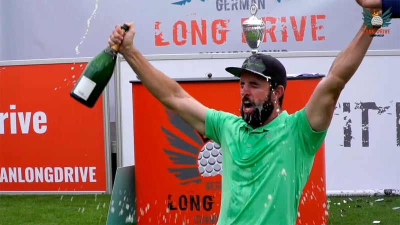 Robin Horvath gewinnt das Grand Final der German Long Drive Championship 2019. (Foto: Screenshot YouTube)