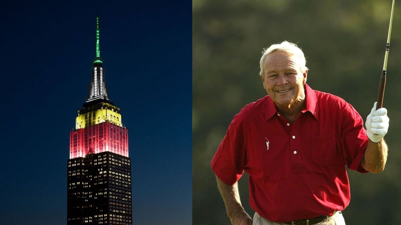 Arnold Palmer wäre am Dienstag 90 Jahre alt geworden. (Fotos: Twitter.com/@EmpireStateBldg und Getty)