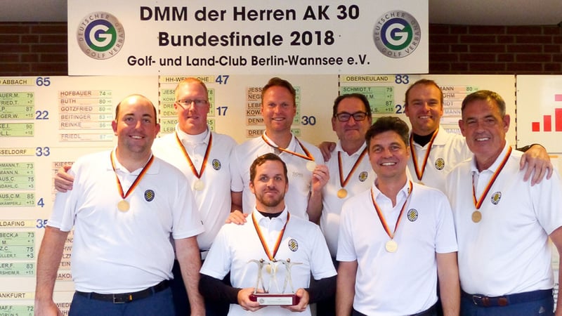 Das Team des Frankfurter GC setzt sich 2018 souverän gegen die Konkurrenz der Herren in der AK 30 durch. (Bildquelle: DGV/C&V Sport Promotion)