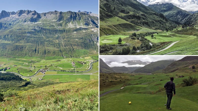 Das Bergdorf Andermatt in der Zentralschweiz bietet vielfältige Möglichkeiten für Golfreisende. (Foto links: Andermatt Swiss Alps AG / Suzy Mezzanotte; Fotos rechts: Golf Post)