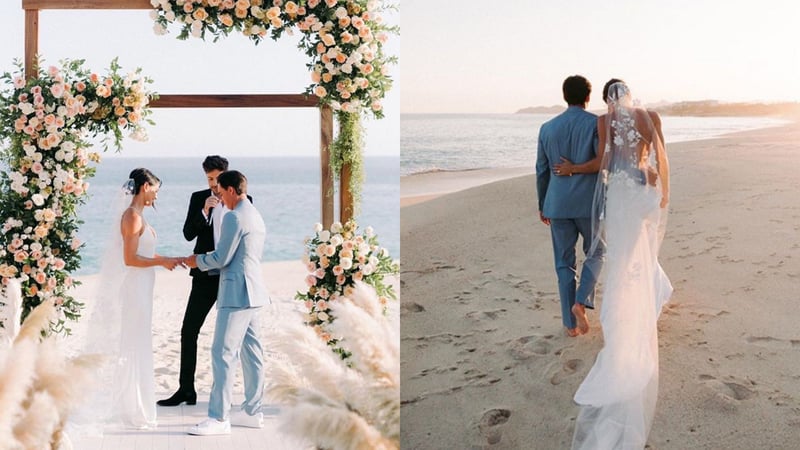 Rickie Fowler heiratete seine Freundin Allison Stokke am Strand. (Instagram.com/@rickiefowler)