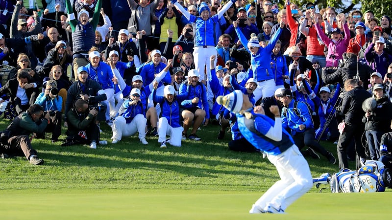 Der Moment der Freude - Minuten nach dem Erfolg beim Solheim Cup gibt Pettersen ihr Karriereende bekannt. (Bildquelle: Getty)