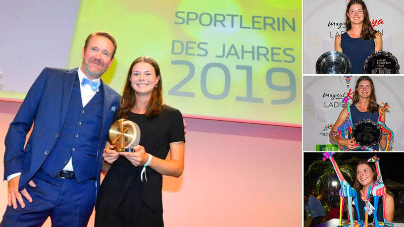 Esther Henseleit ist Hamburgs Sportlerin des Jahres. (Fotos: Twitter/@HamburgerSport (links); Instagram/LadiesEuropeanTour (alle rechte Seite))