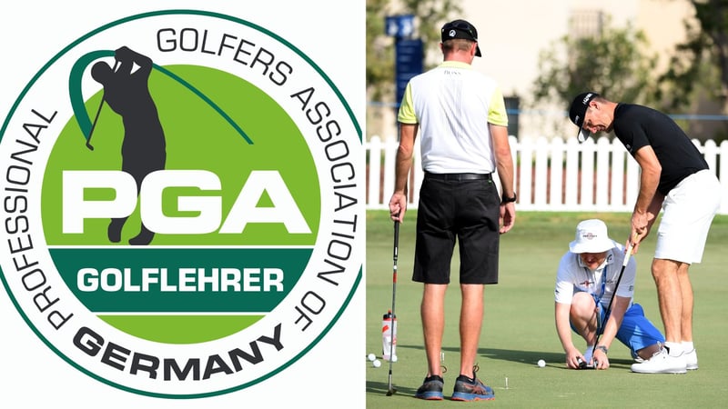 Neu ausgebildete Golflehrer von der PGA of Germany. (Bildquelle links: PGA of Germany/ rechts: Getty)