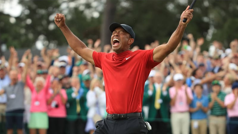 Tiger Woods rohe Emotion nach seinen finalen Putt beim US Masters 2019. (Foto: Getty)