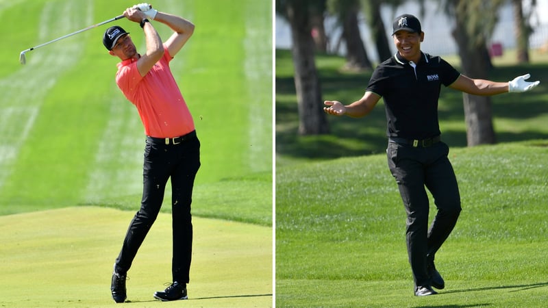 Sebastian Heisele verliert einige Ränge im Leaderboard, Ashun Wu freut sich über sein Eagle. (Foto: Getty)