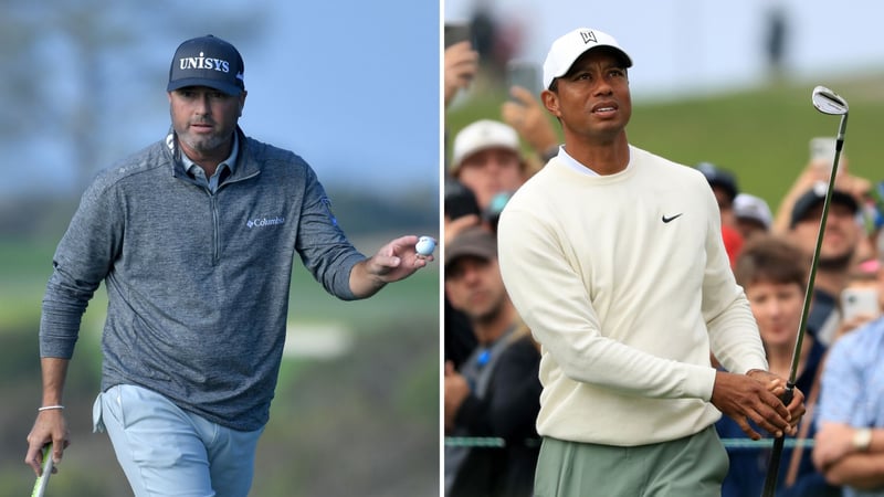 Ryan Palmer und Tiger Woods bei der Farmers Insurance Open 2020. (Foto: Getty)