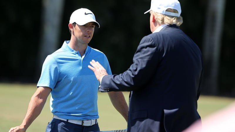 Rory McIlroy mit dem amerikanischen Präsidenten Trump bei der World Golf Championships-Cadillac Championship 2016. (Foto: Getty)