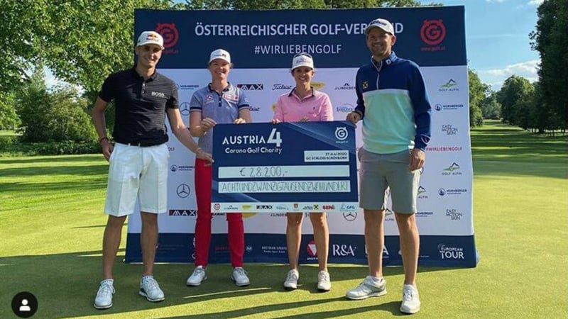 Bernd Wiesberger, Matthias Schwab, Christine Wolf und Sarah Schober mit einem Dienst für die gute Sache. (Foto: Instagram / @berndwiesberger)