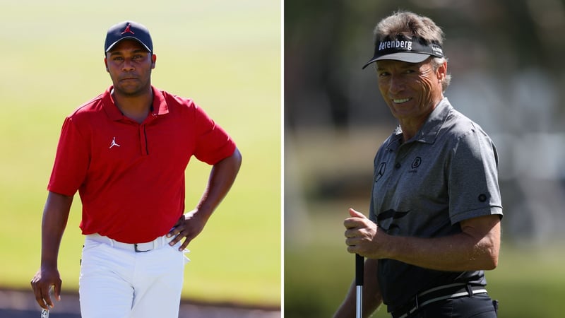 Harold Varner III (l.) hat auf der PGA Tour gut lachen, Bernhard Langer muss am Wochenende zusehen. (Foto: Getty)