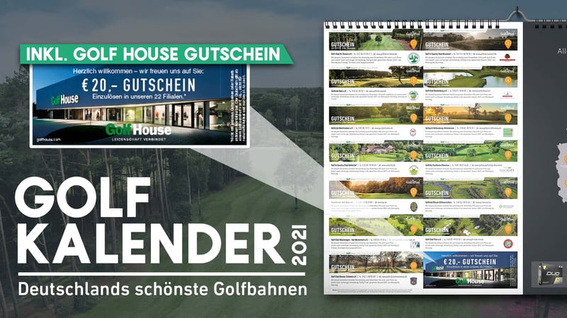 Zum Golfkalender 2021 gibt es einen 20€ Golf House Gutschein dazu.